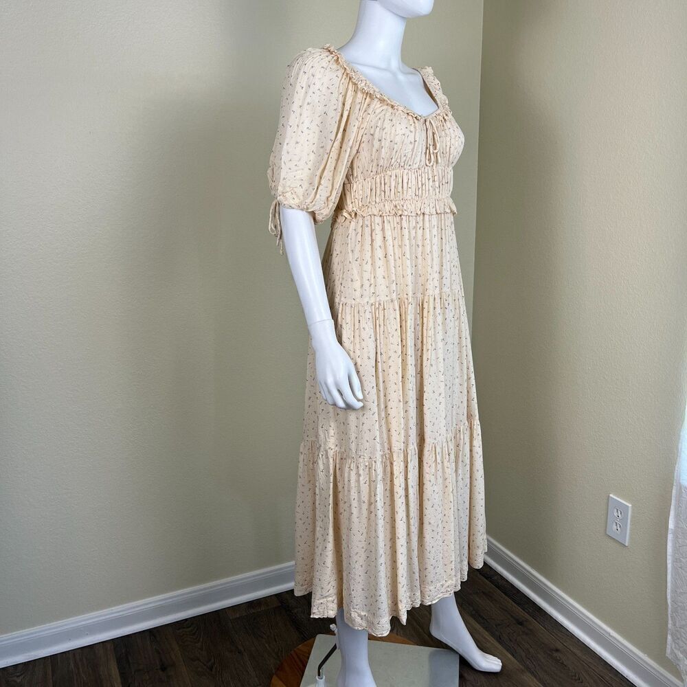 En Saison Women's Size S Yellow Roberta Floral Smocked Ruffle Midi Dress Yellow - Picture 10 of 16